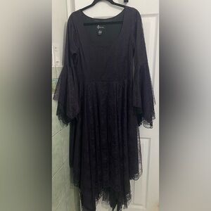 Eternal Purple and Black Gothic Gown with Bell Sleeves